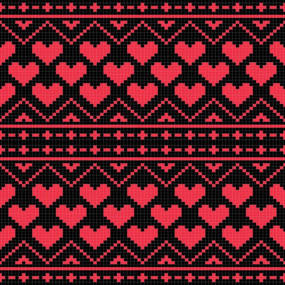 Abstract geometric red heart shape background seamless pattern. vector