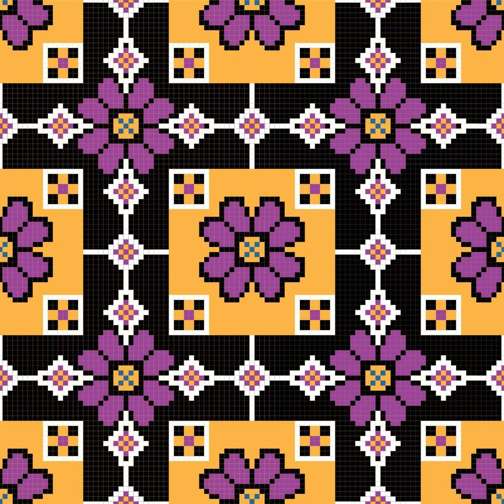 Abstract geometric flower design seamless pattern vector