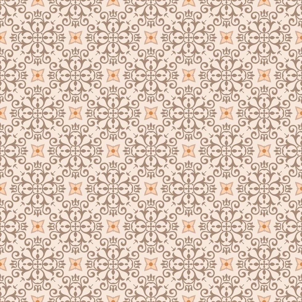 Yellow brown ornament seamlees pattern. vector