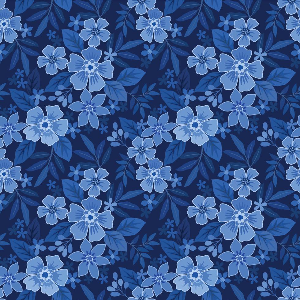 Seamless pattern with flowers and leaves vector