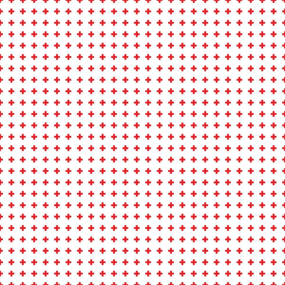Abstract seamless pattern with red crosses on white background. Modern Swiss design in bauhaus style vector