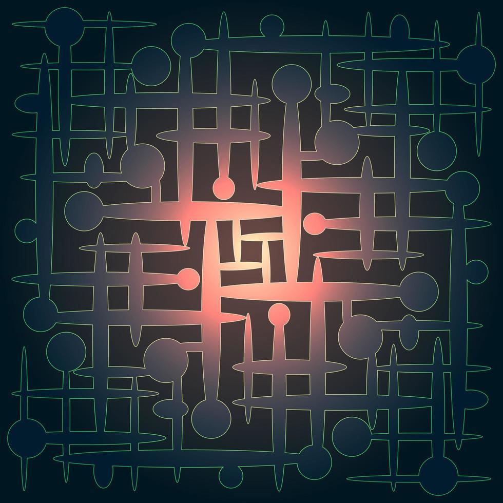 Abstract color geometric pattern with graphic visualization of cosmos, infinite, nano, atom, core, esoteric vector