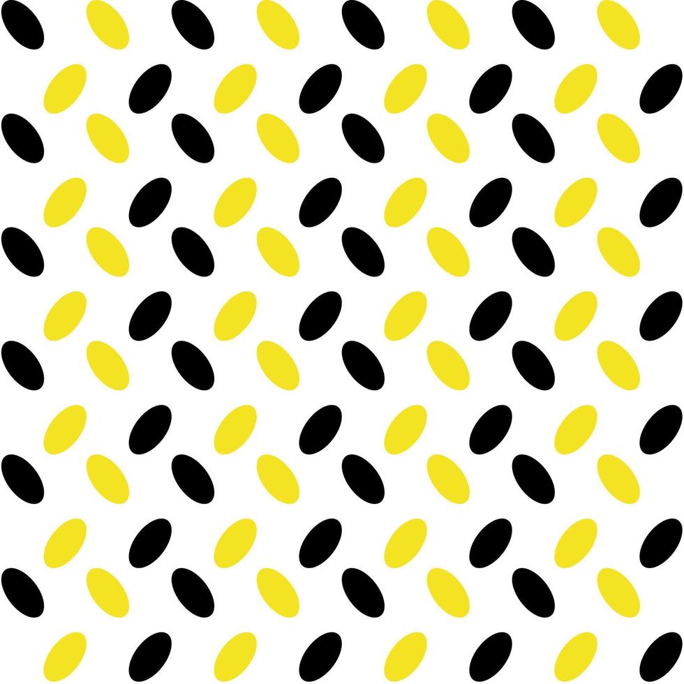 patrón abstracto sin costuras con formas geométricas redondas. diseño de fondo vectorial. color amarillo, negro sobre blanco. papel, tela, tela, paño, vestido, servilleta, funda, estampado de cama, regalo, presente concepto. vector