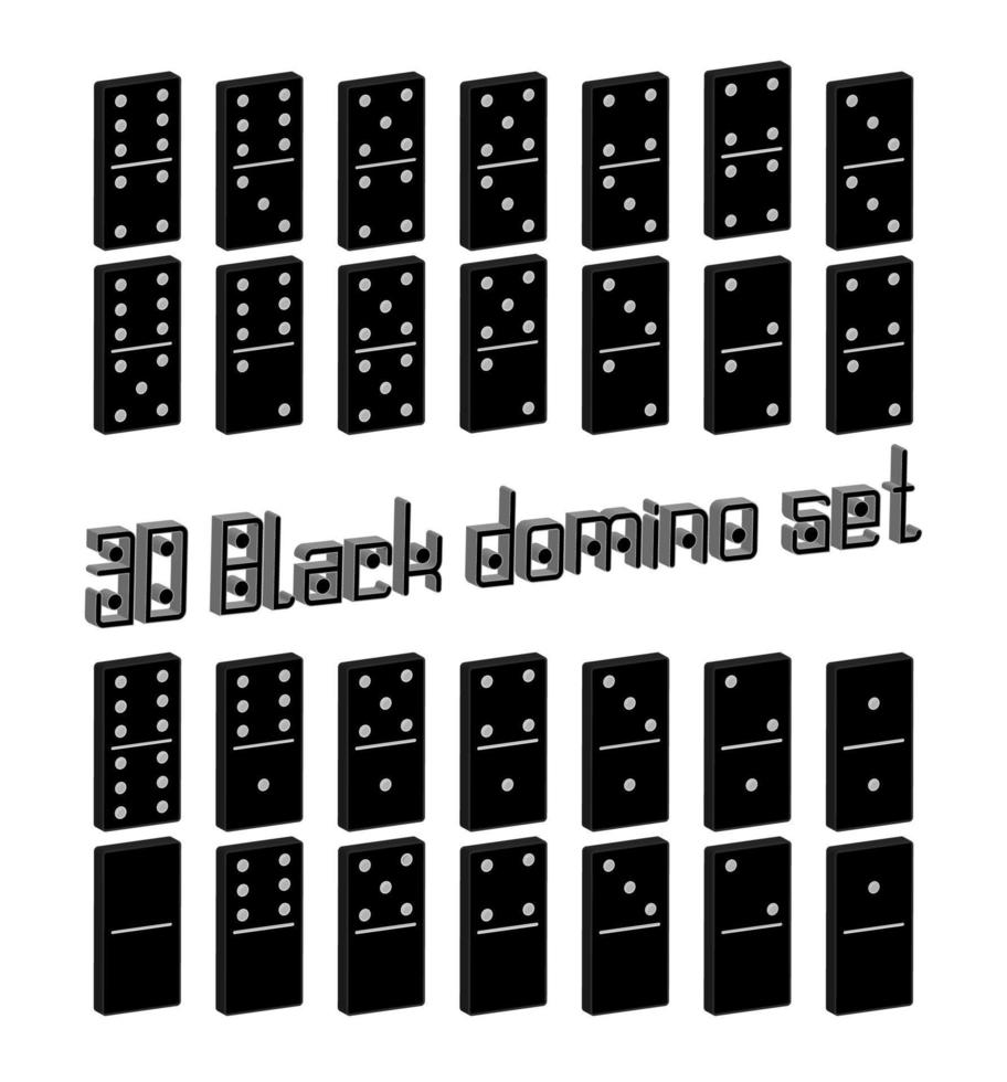 Realistic Dominoes full set 28 3D flat pieces for game . Black collection. Abstract concept graphic element, domino effect gaming icons set vector