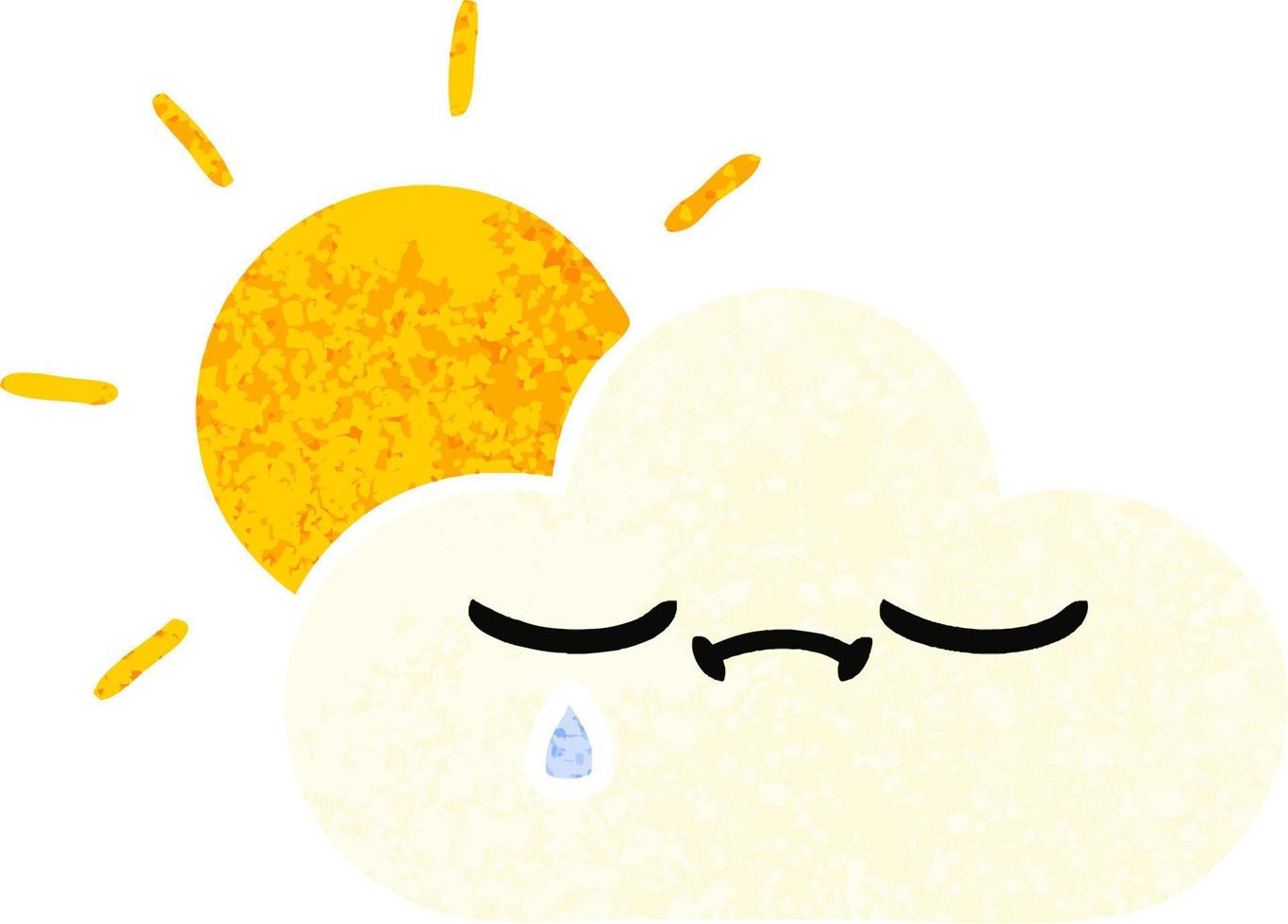 retro illustration style cartoon sunshine and cloud vector