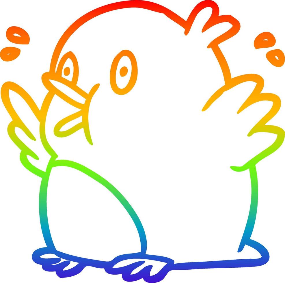 rainbow gradient line drawing over excited robin vector