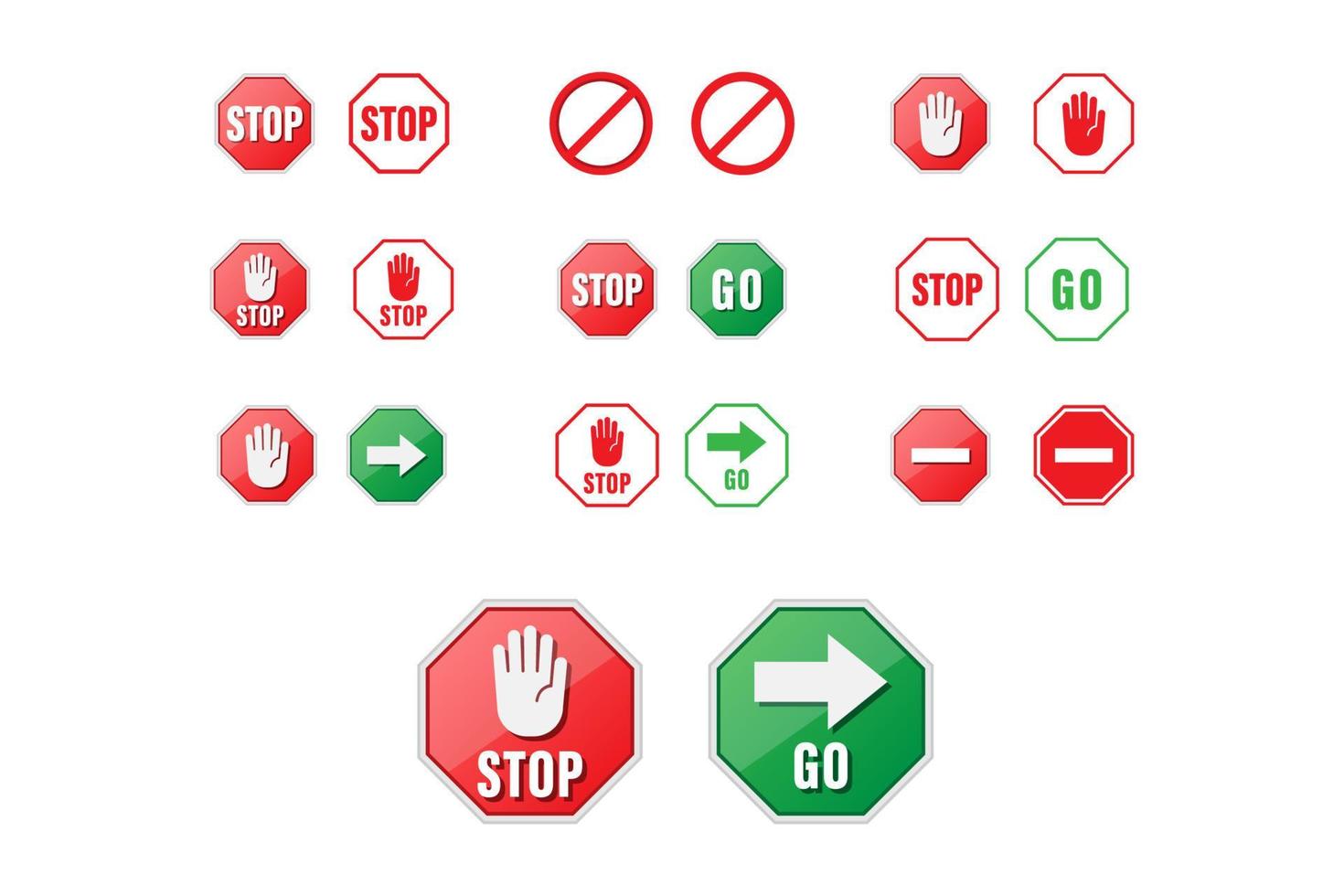 colección de diseño de vectores de icono de señal de stop and go