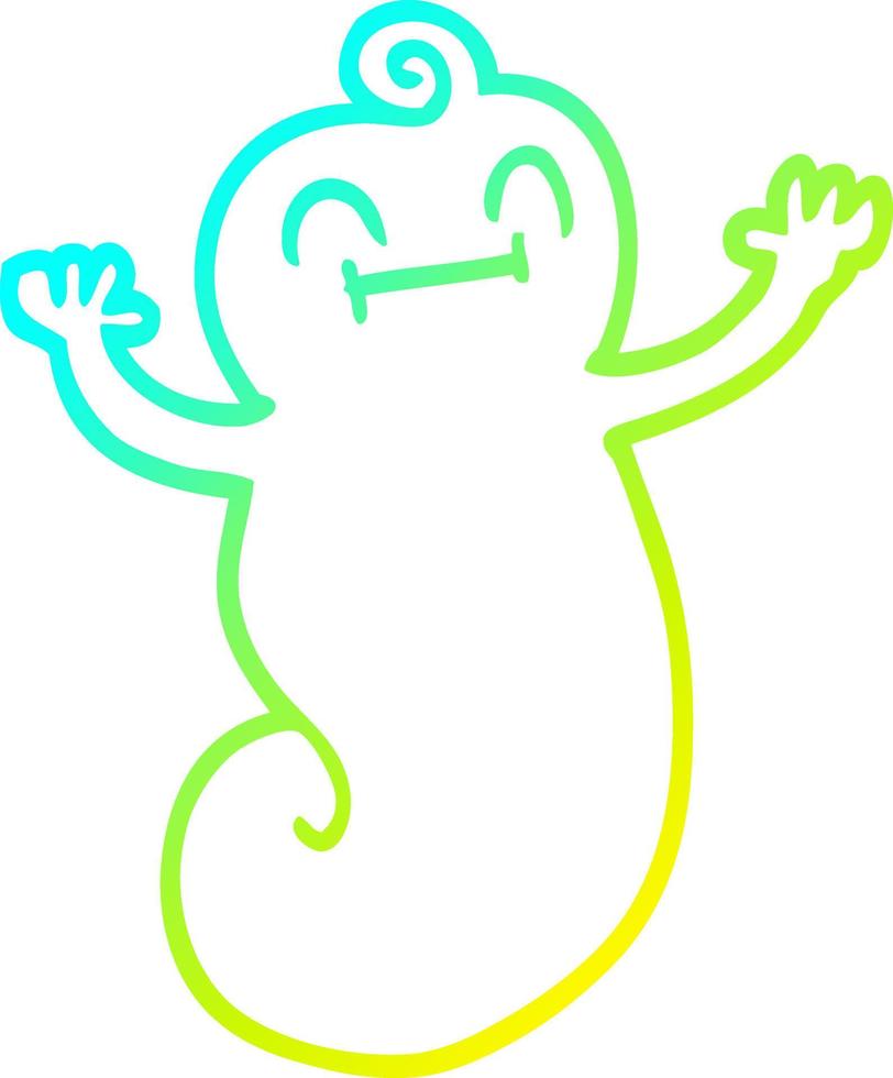 cold gradient line drawing cartoon happy ghost vector