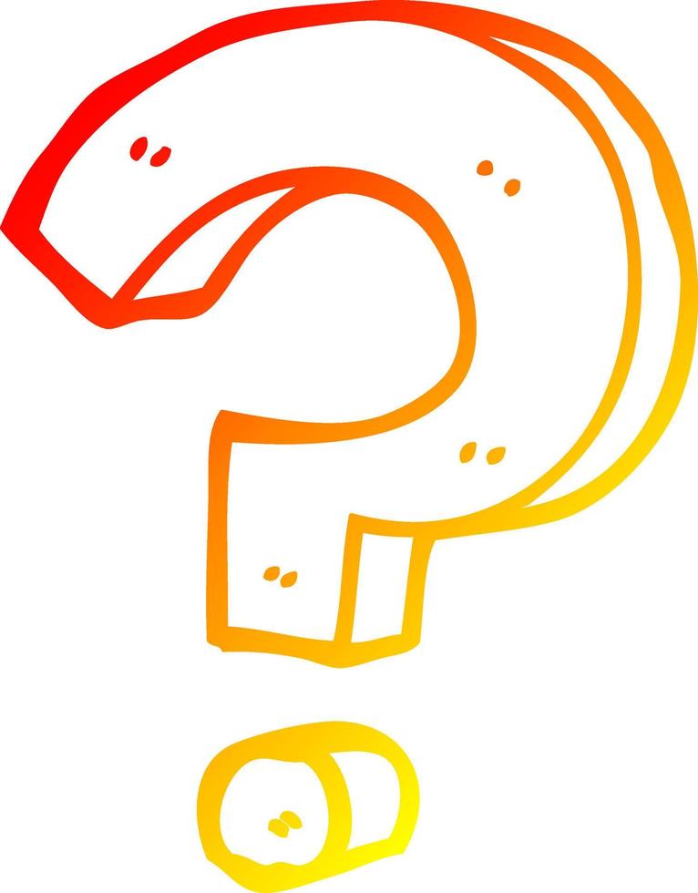 warm gradient line drawing cartoon question mark vector