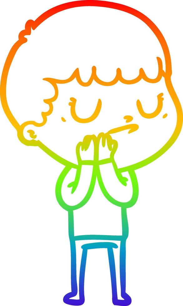 rainbow gradient line drawing cartoon grumpy boy vector