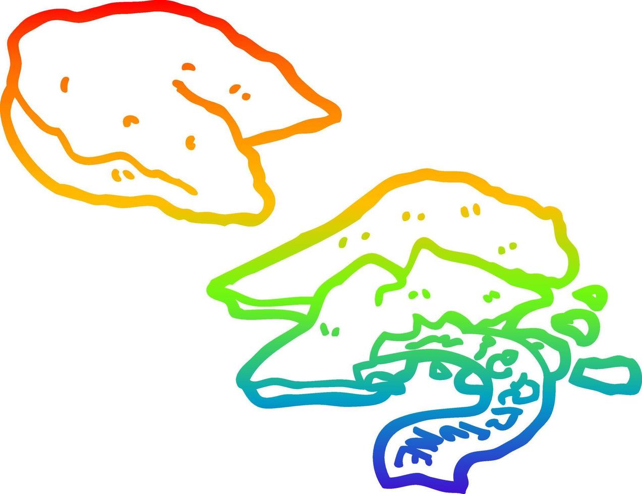 rainbow gradient line drawing cartoon fortune cookies vector