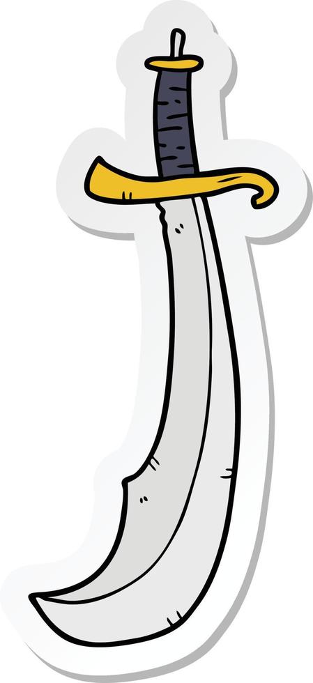 sticker of a cartoon scimitar vector