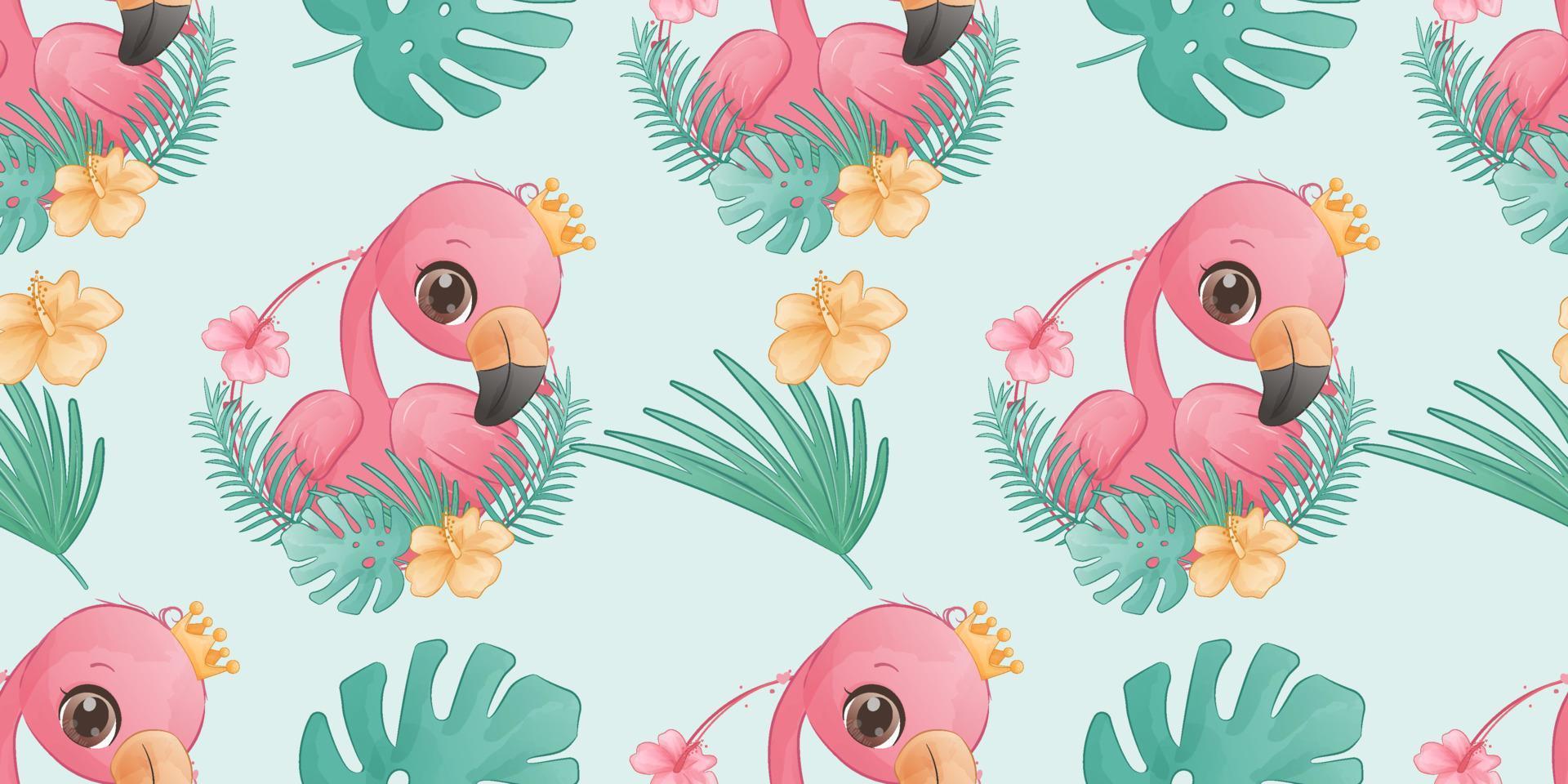 Summer Flamingo Seamless Pattern vector