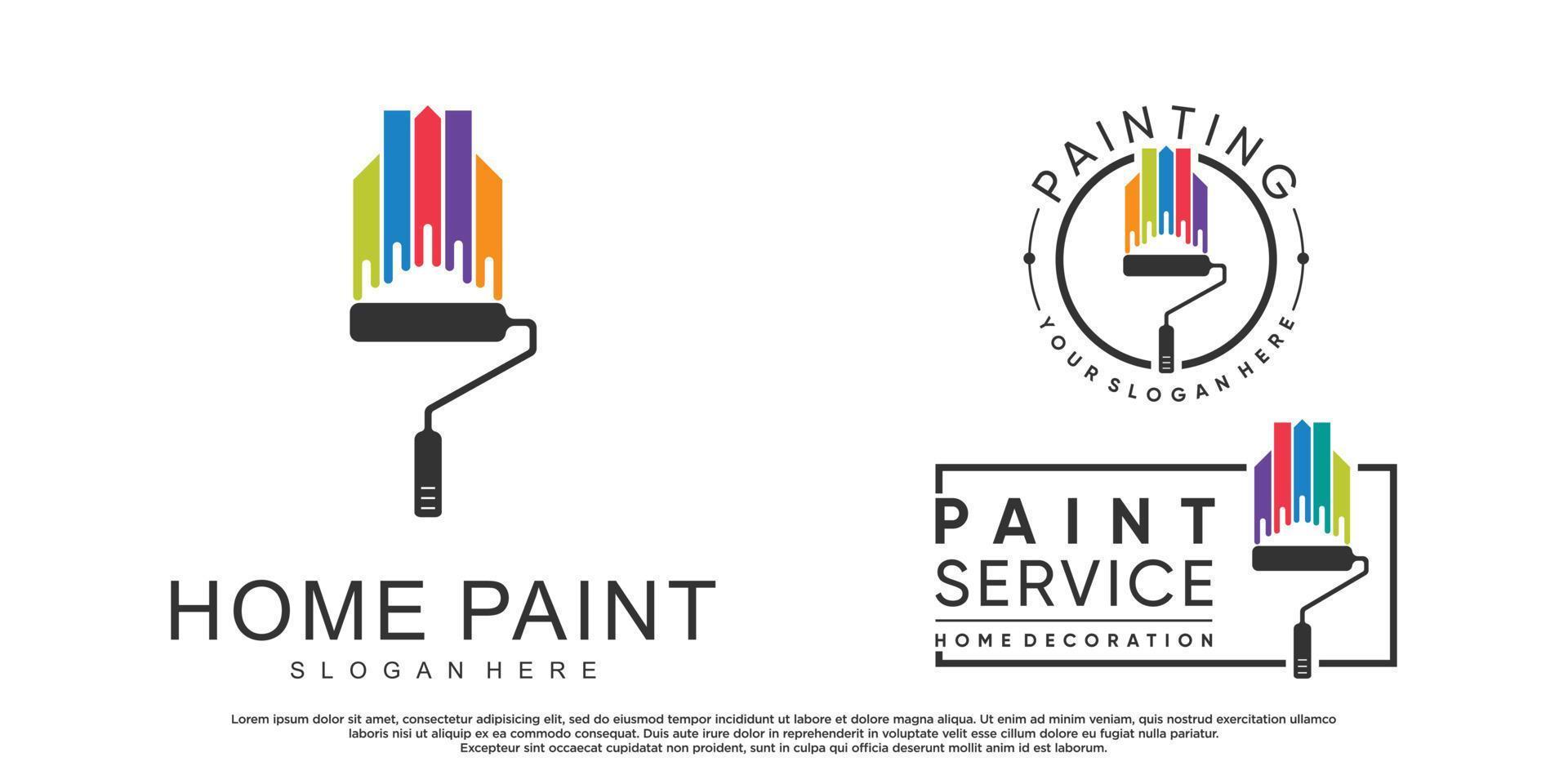 Set collection home painting logo design with brush element and creative color Premium Vector