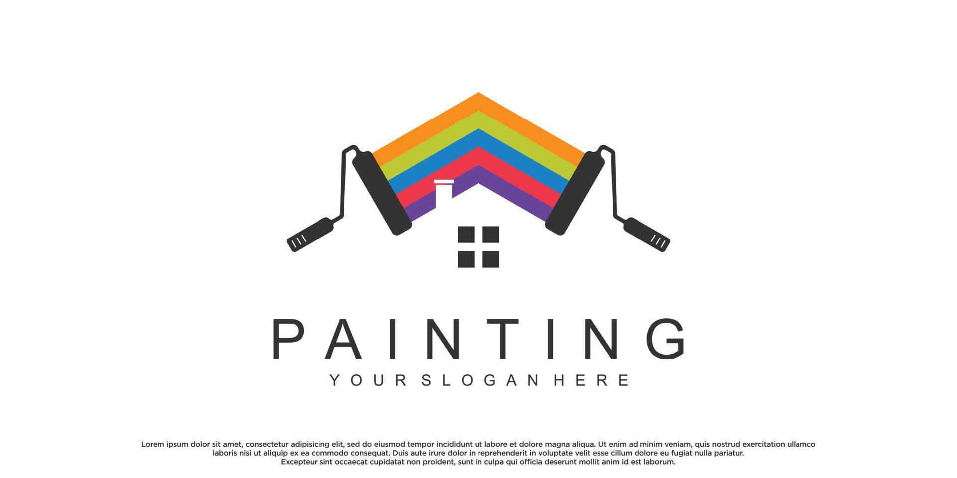 inspiración de diseño de logotipo de pintura con concepto de hogar y vector premium de color creativo