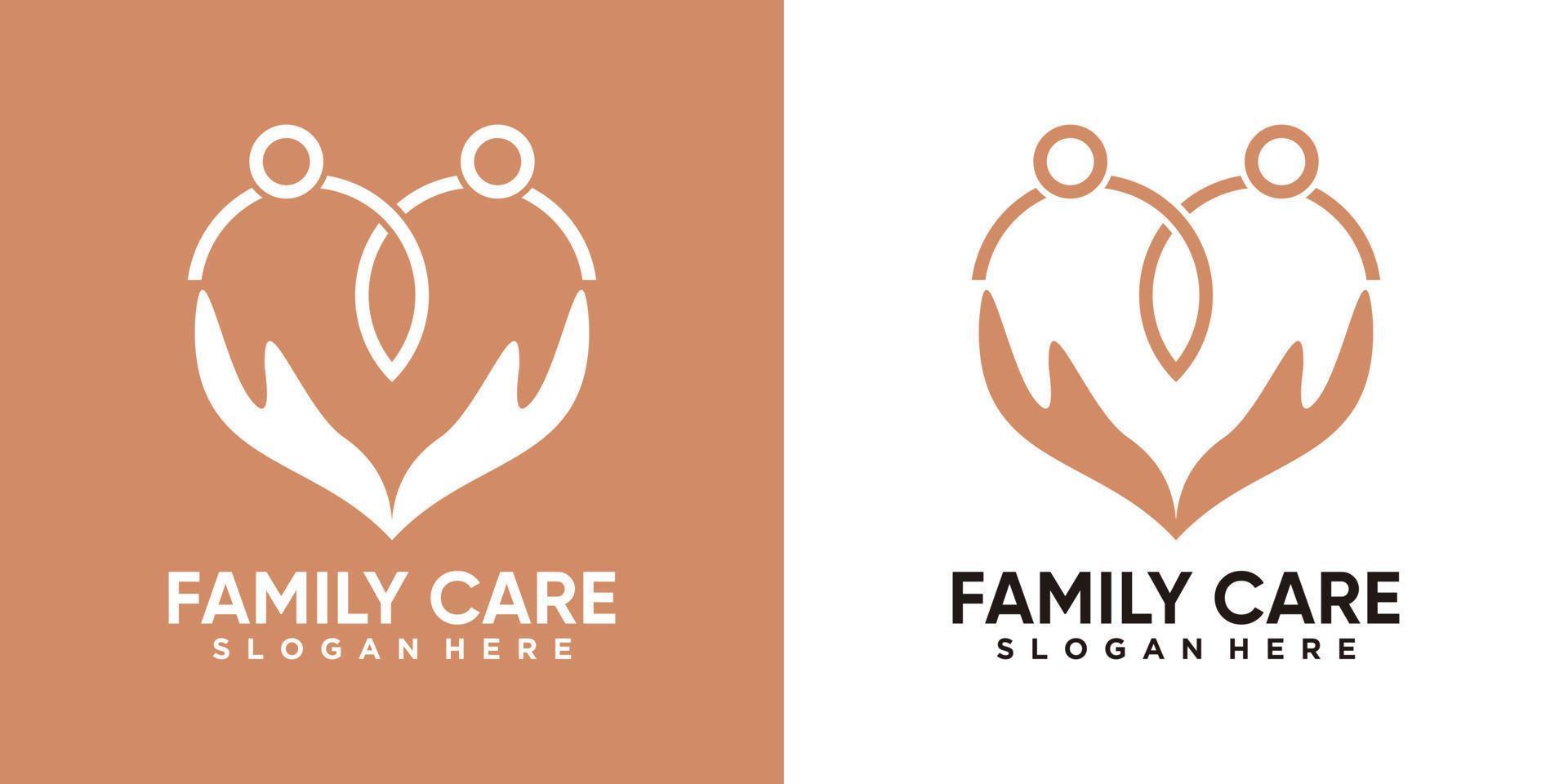 diseño de logotipo de cuidado familiar con estilo de elemento creativo vector