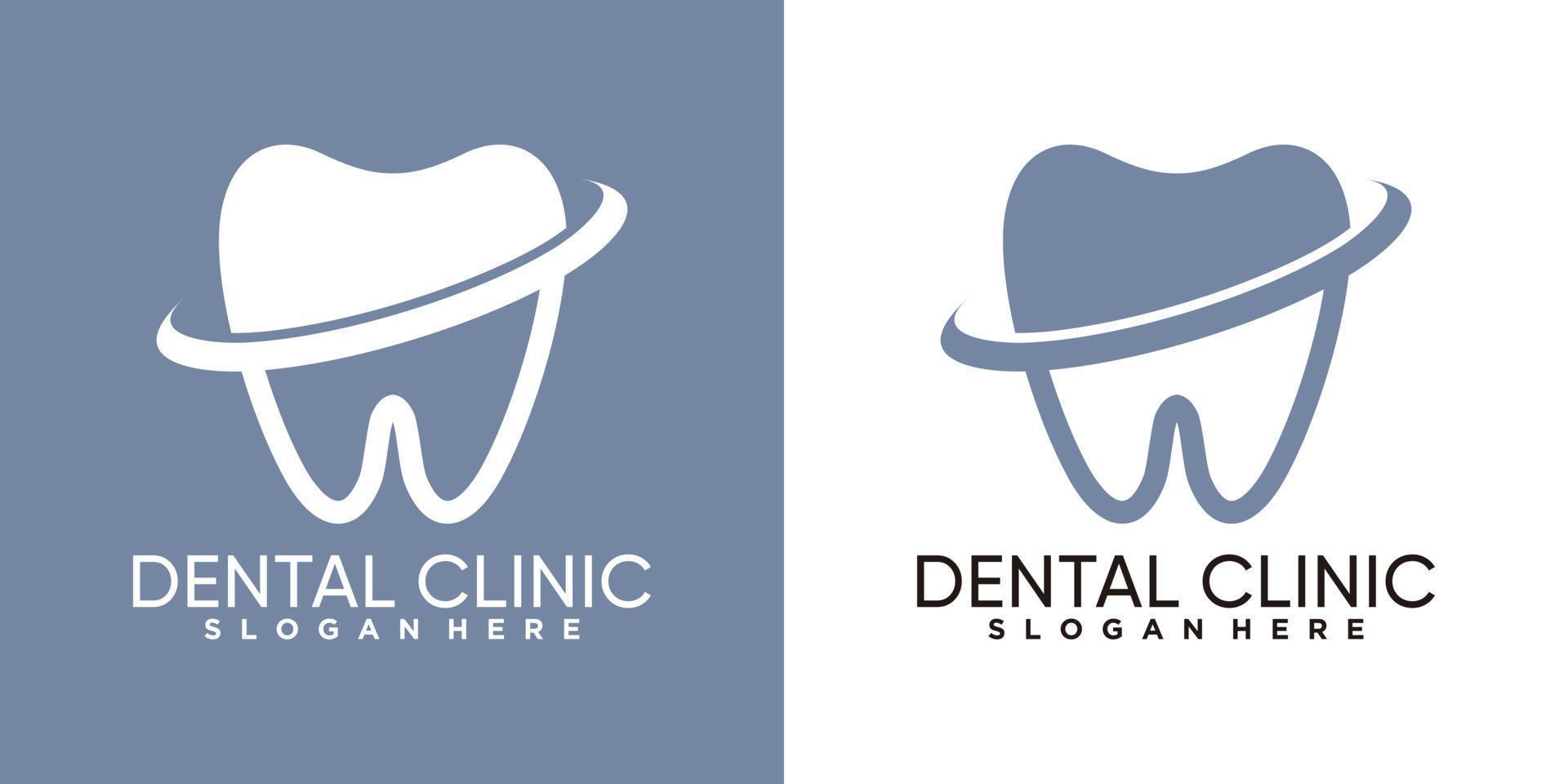 dental clinic logo design with line art style vector