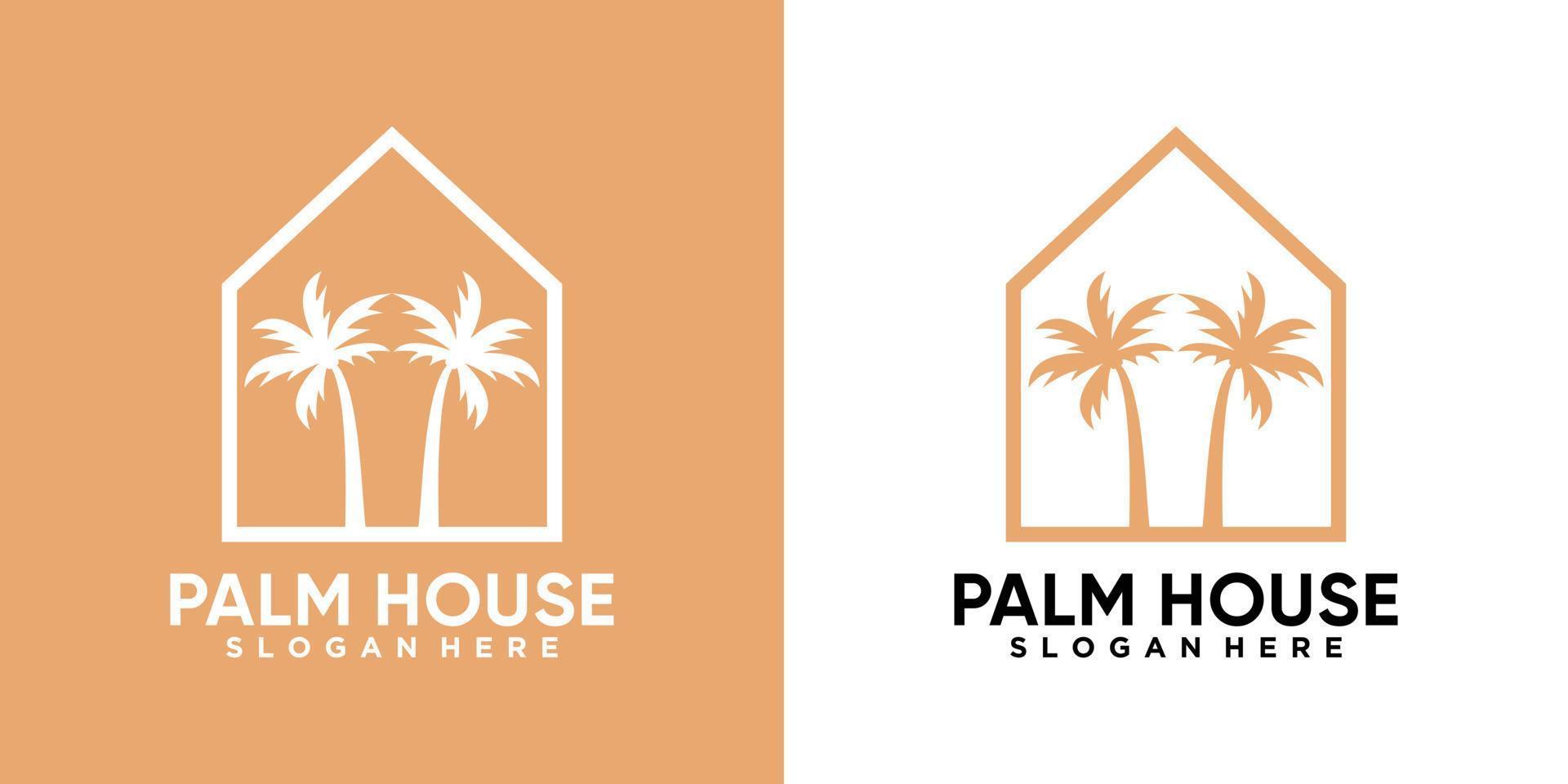 palm house logo design with stlye and creative concept vector