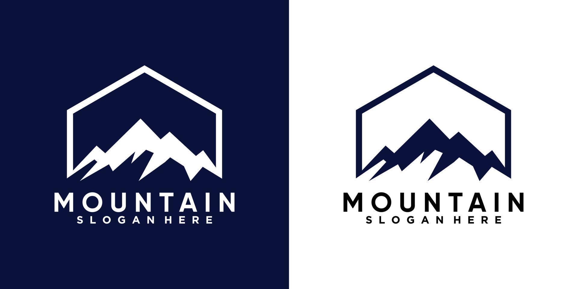 mountain logo design with line art and creative concept vector