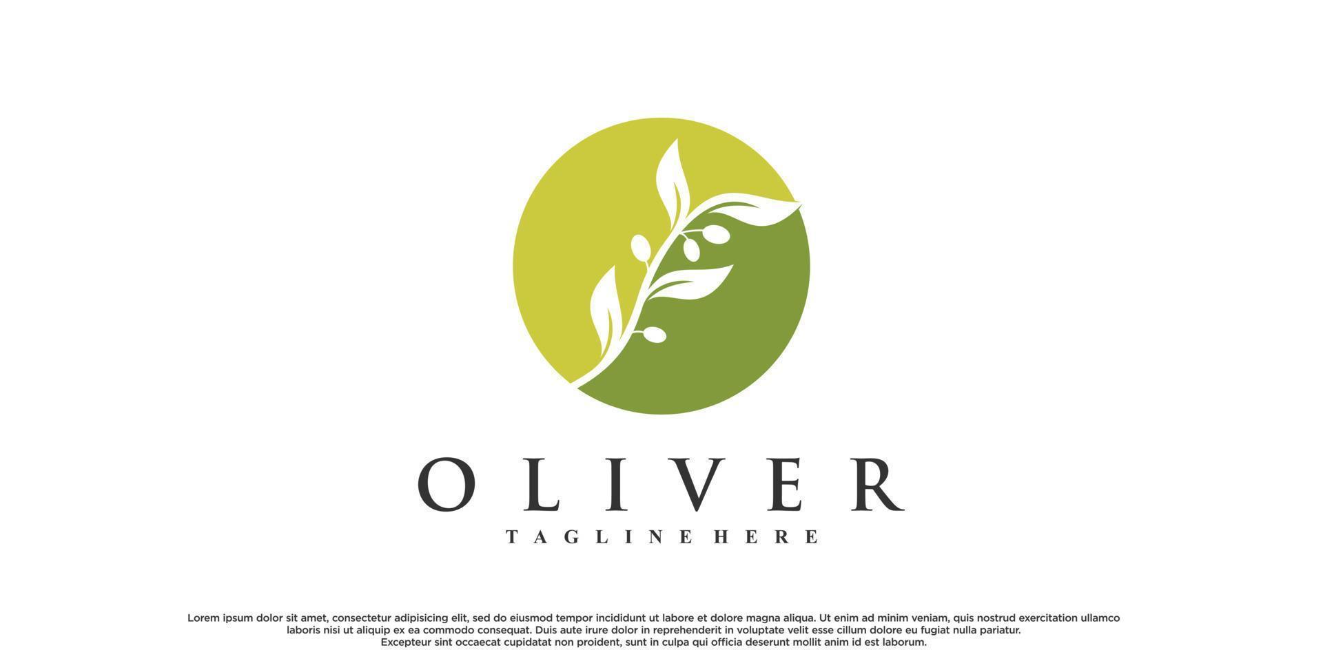 diseño de logotipo de aceite de oliva con vector premium de concepto moderno