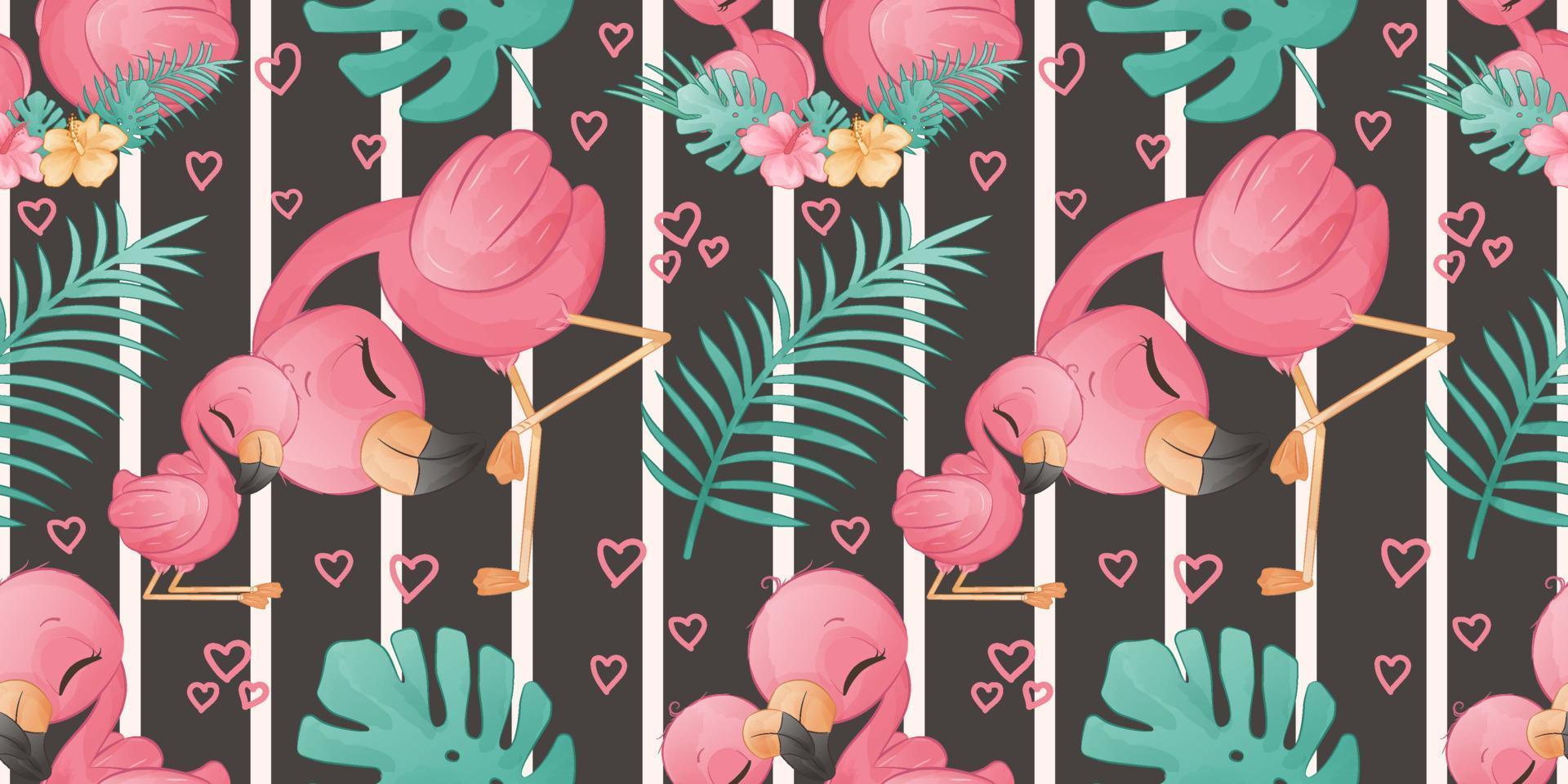 Summer Flamingo Seamless Pattern vector