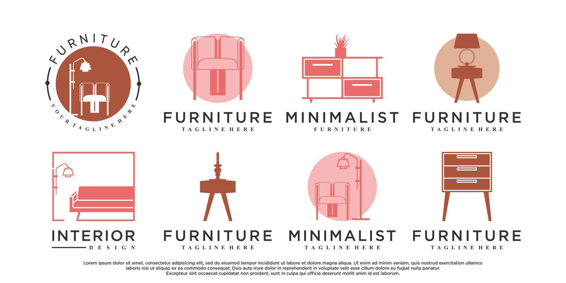 Furniture icon set logo design with creative modern concept Premium Vector