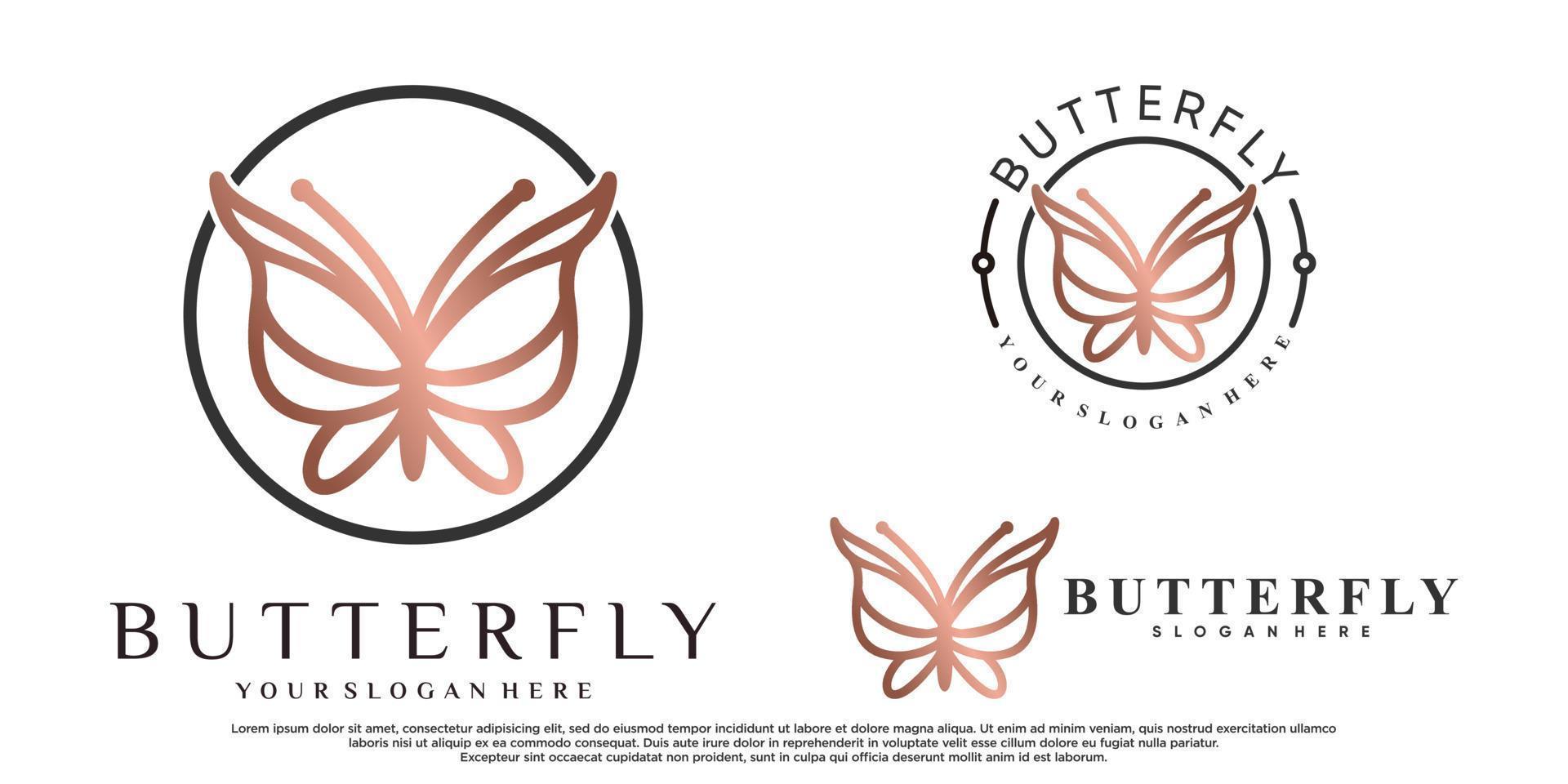 Set of butterfly logo design with unique concept Premium Vector