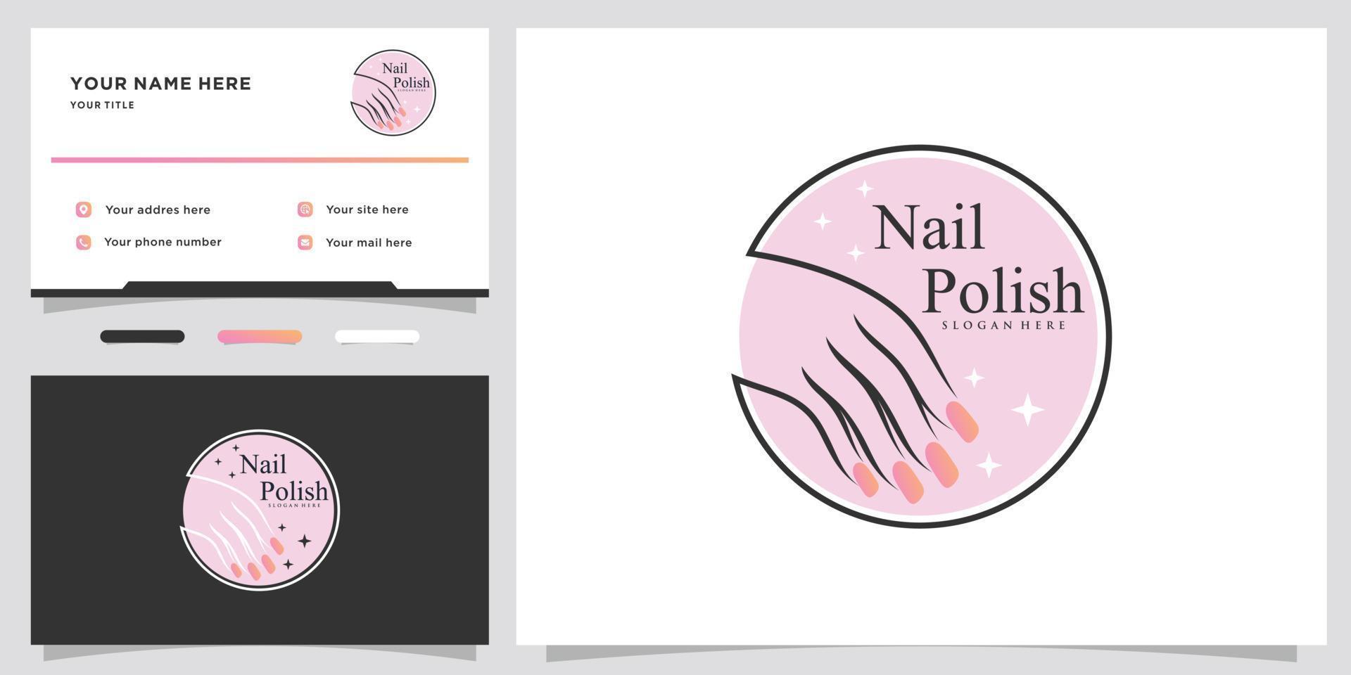 Nail polish or nail logo design with creative concept and business card design Premium Vector