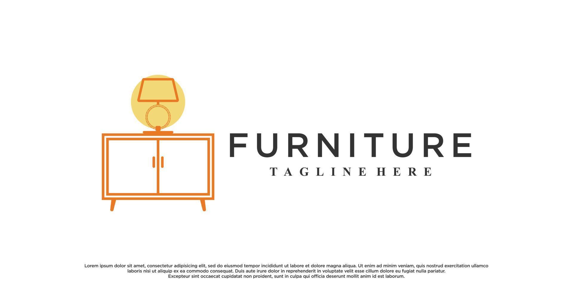 Minimalist furniture logo design with style and creative concept Premium Vector