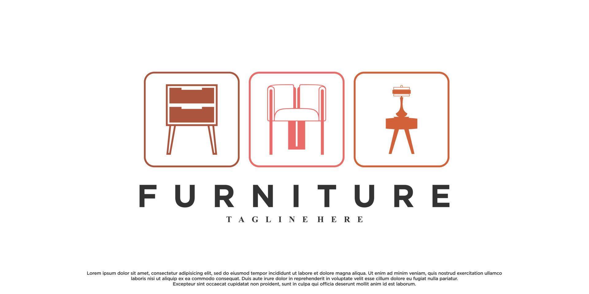 Minimalist furniture logo design with style and creative concept Premium Vector