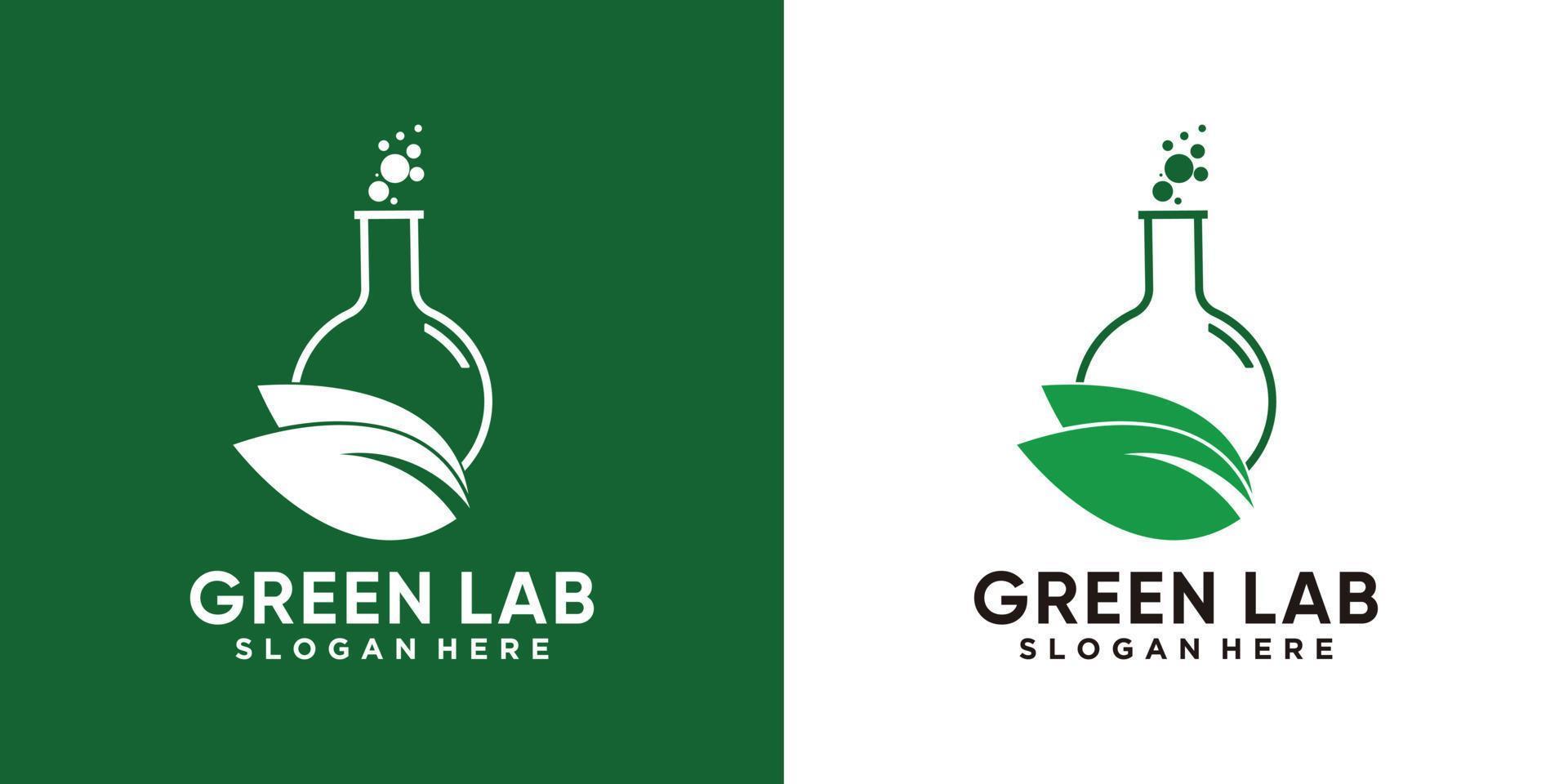 Green lab logo design template with creative concept vector