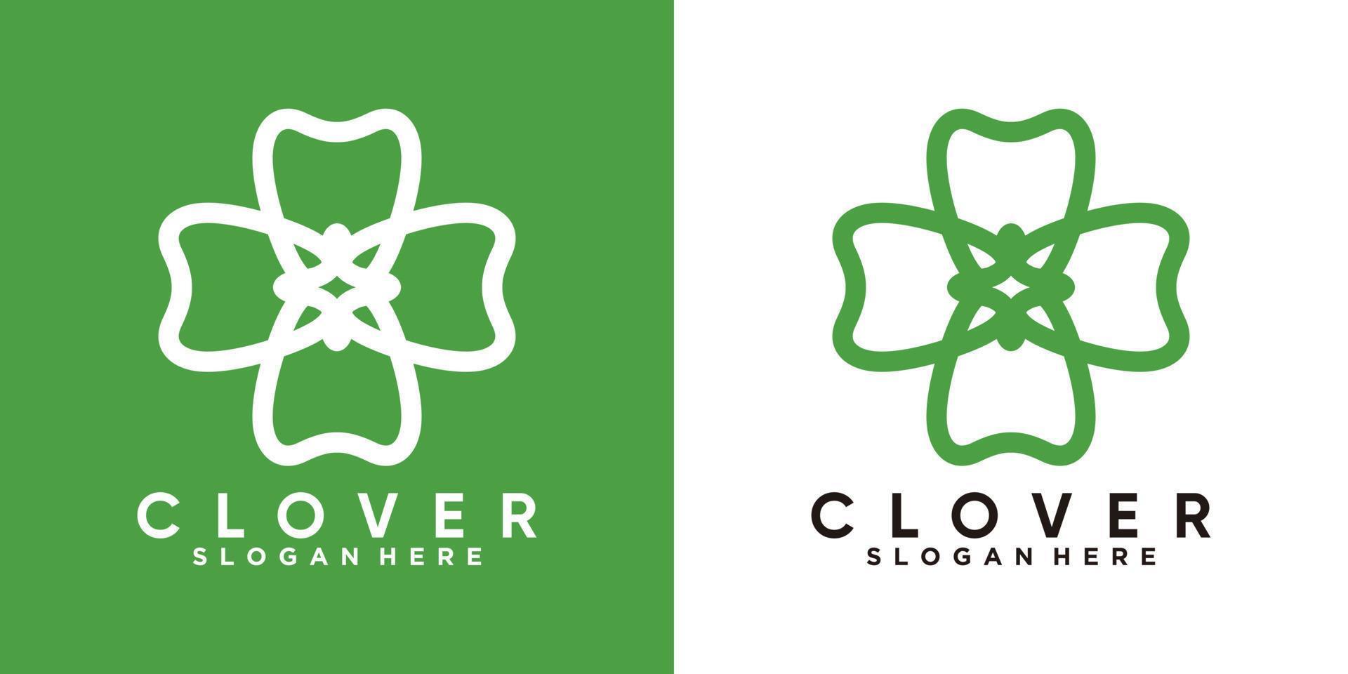 clover logo with line art style vector