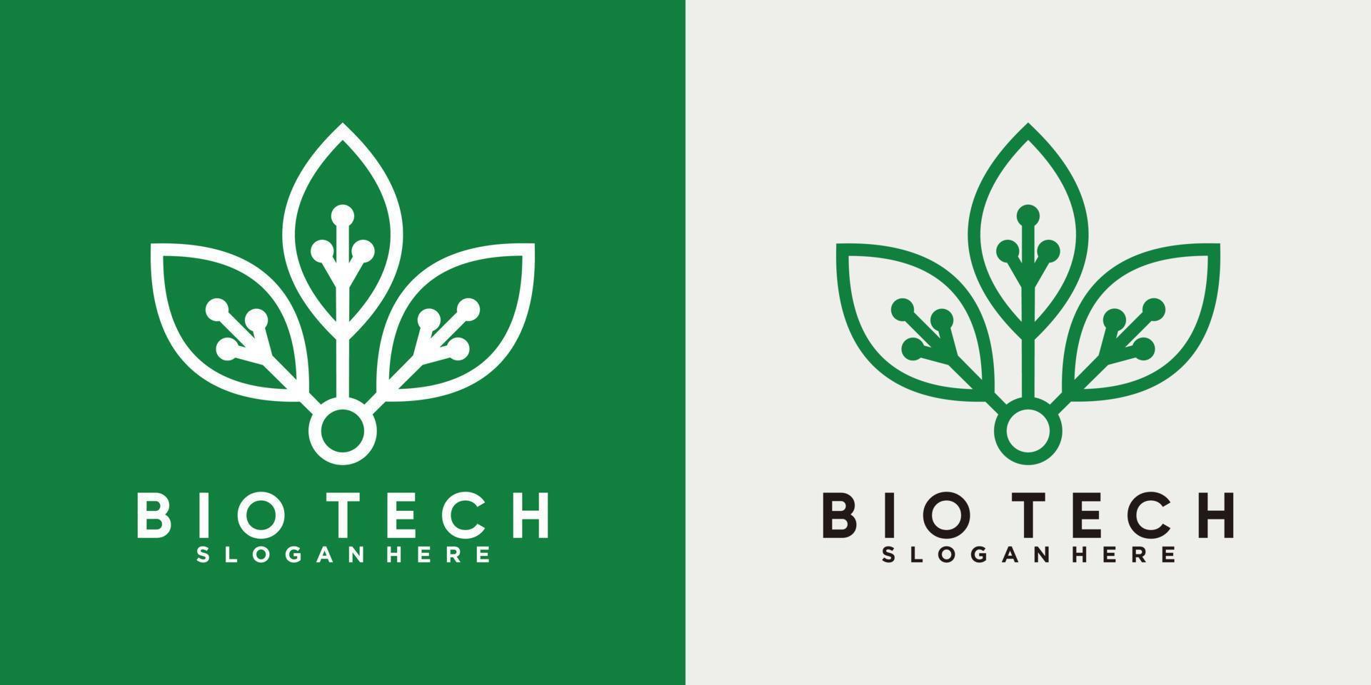 logotipo de biotecnología con estilo de arte lineal vector