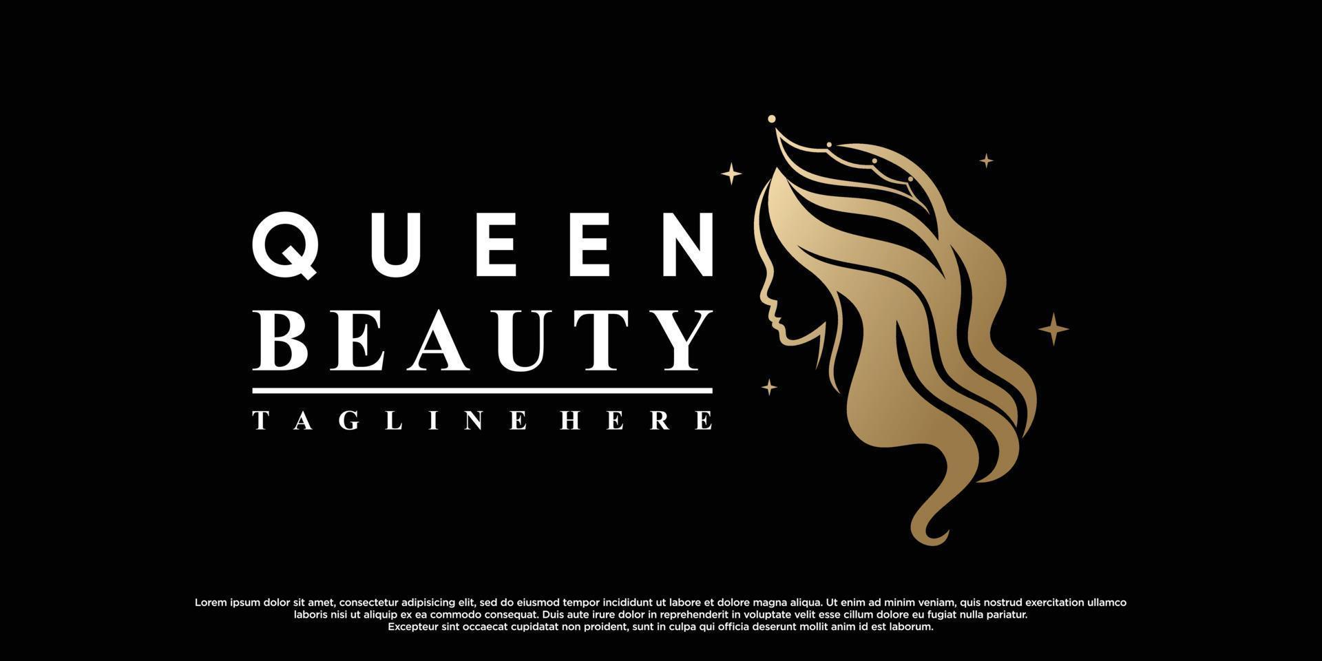 Beauty queen icon logo design for women with modern concept Premium Vector