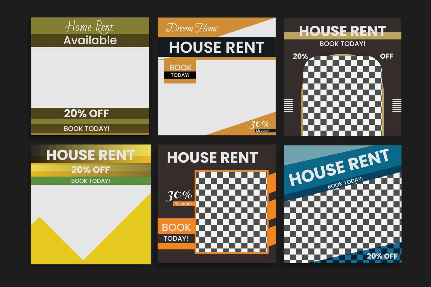 home rent social media template web banner vector