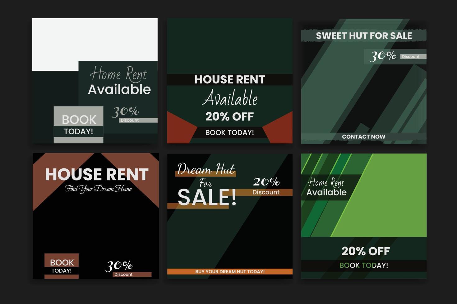 home rent social media template web banner vector