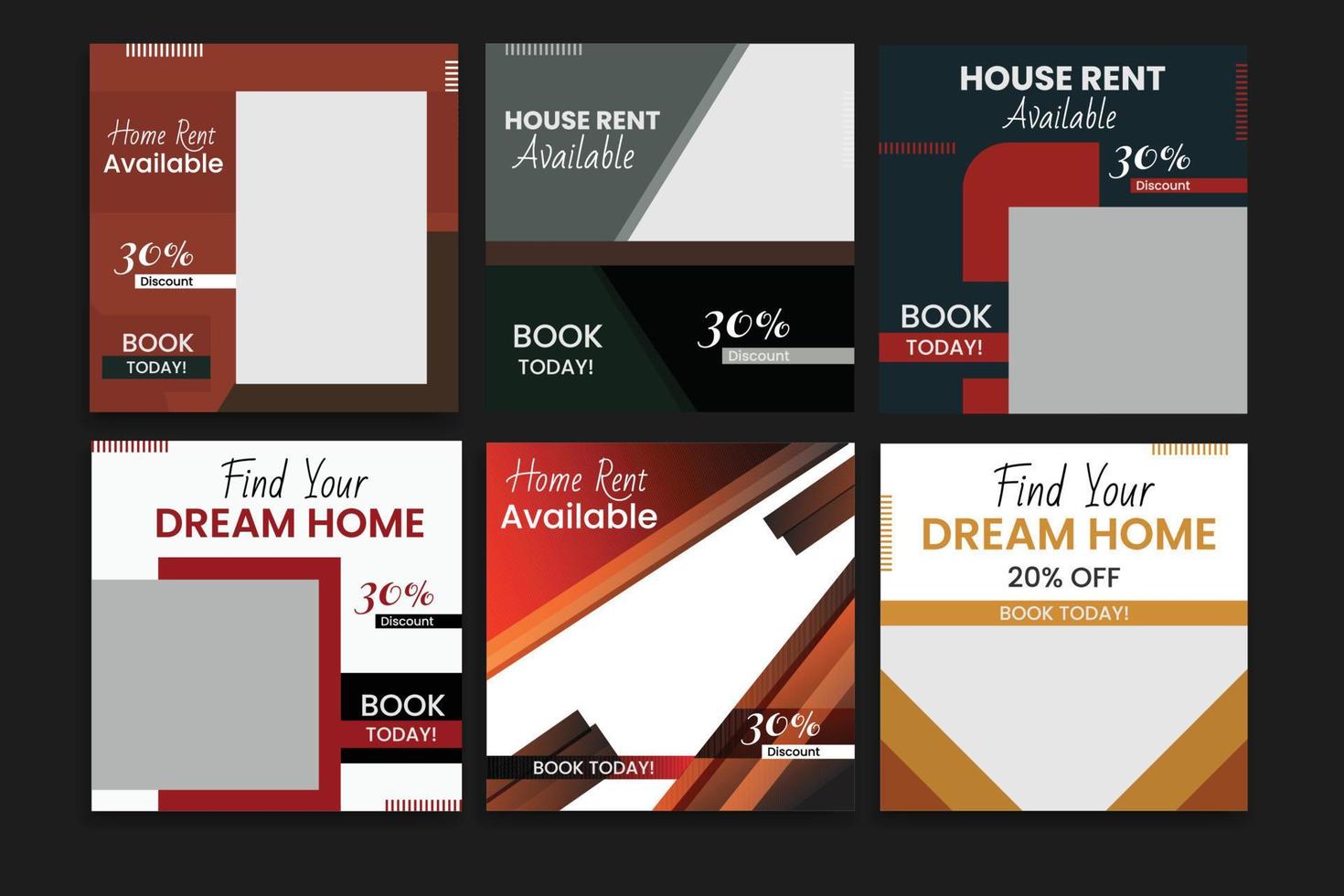 home rent social media template web banner vector