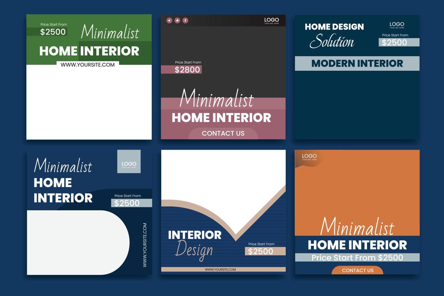 home interior social media template web banner vector