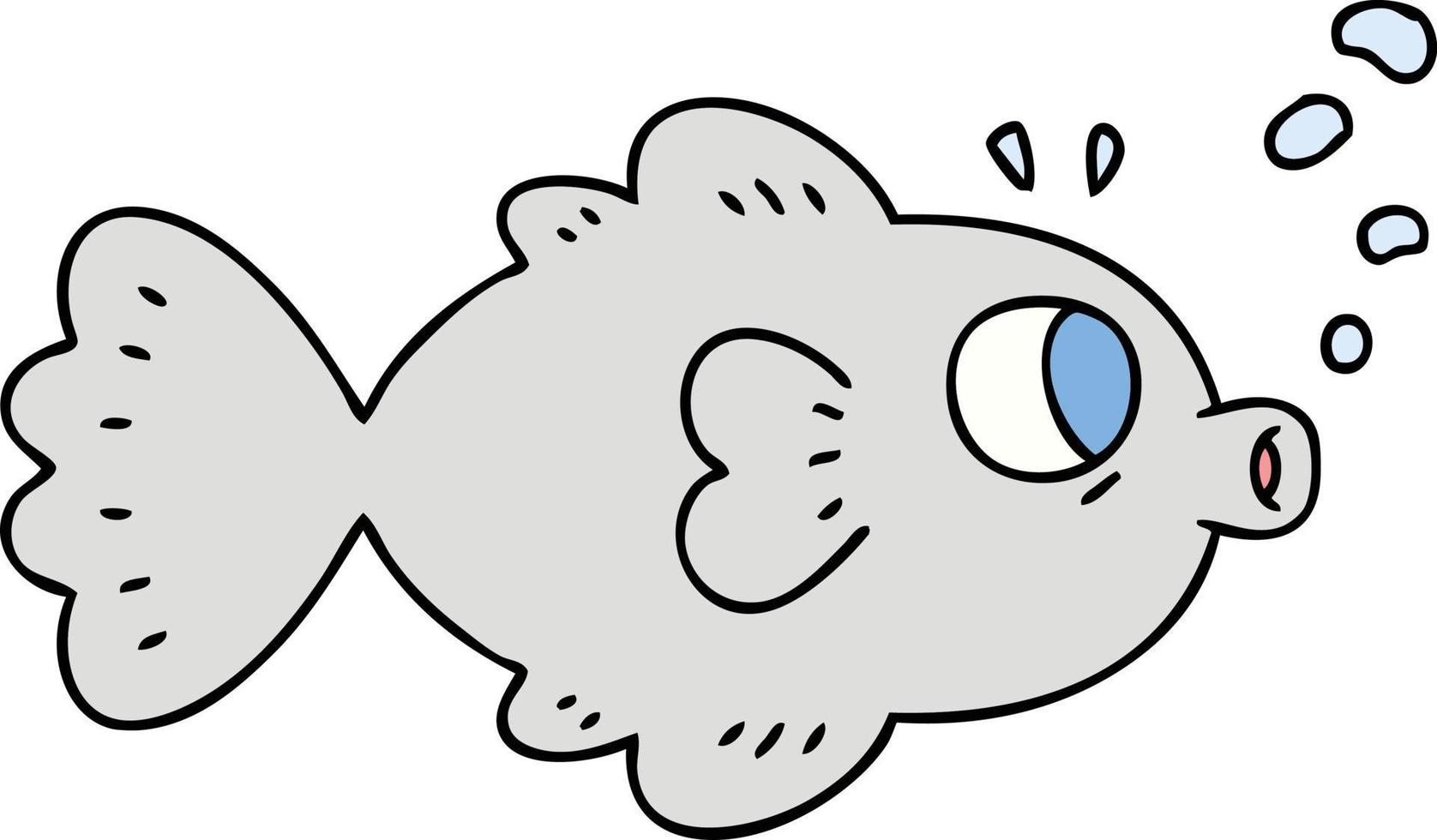 quirky hand drawn cartoon fish vector