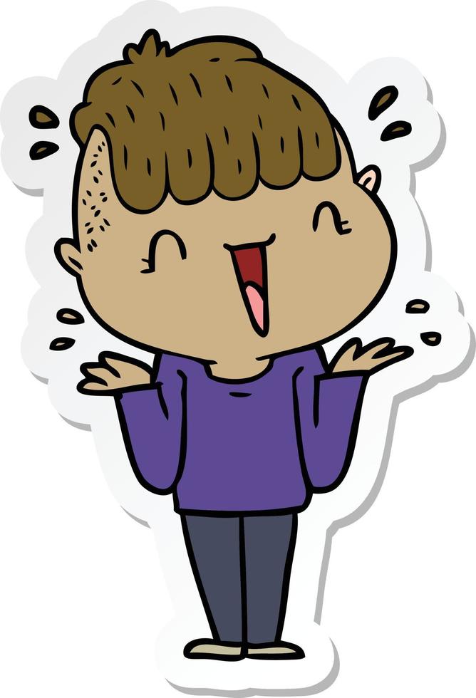 sticker of a cartoon happy boy surprised vector
