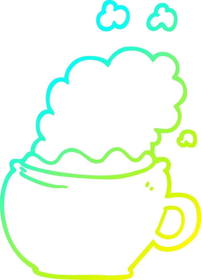 cold gradient line drawing cartoon hot cup of coffee vector
