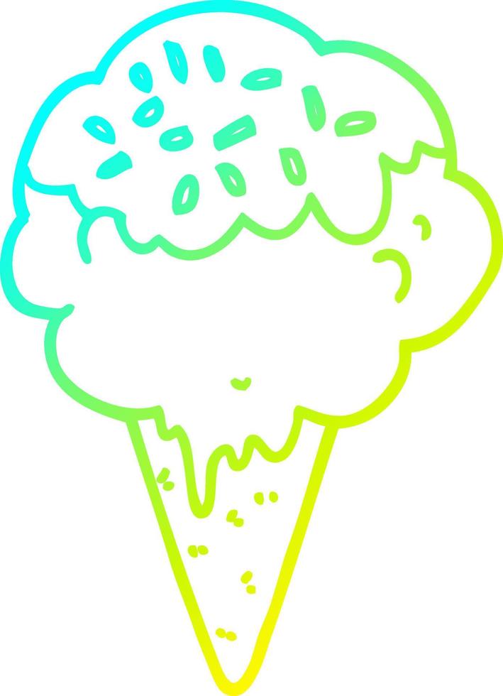 cold gradient line drawing cartoon ice cream vector
