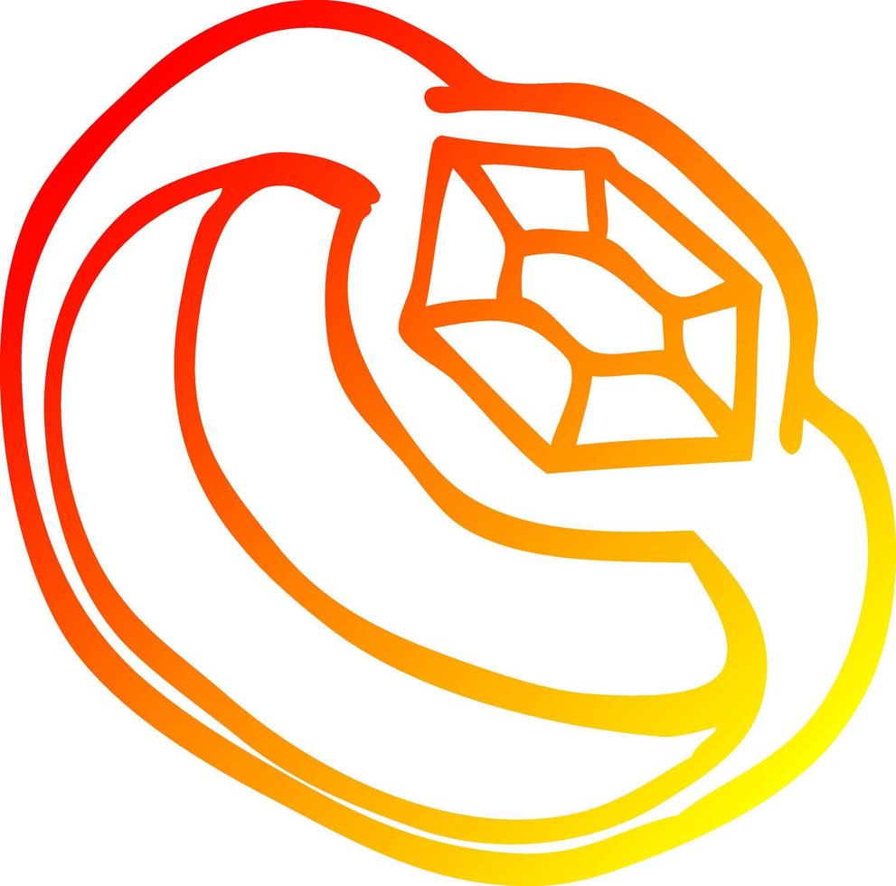 warm gradient line drawing cartoon diamond ring vector