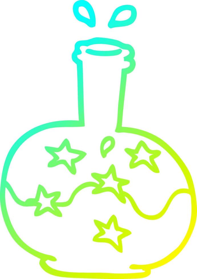 cold gradient line drawing cartoon magic potion vector