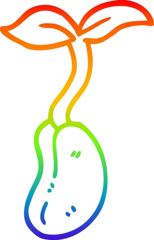 línea de gradiente de arco iris dibujo plántula de dibujos animados vector