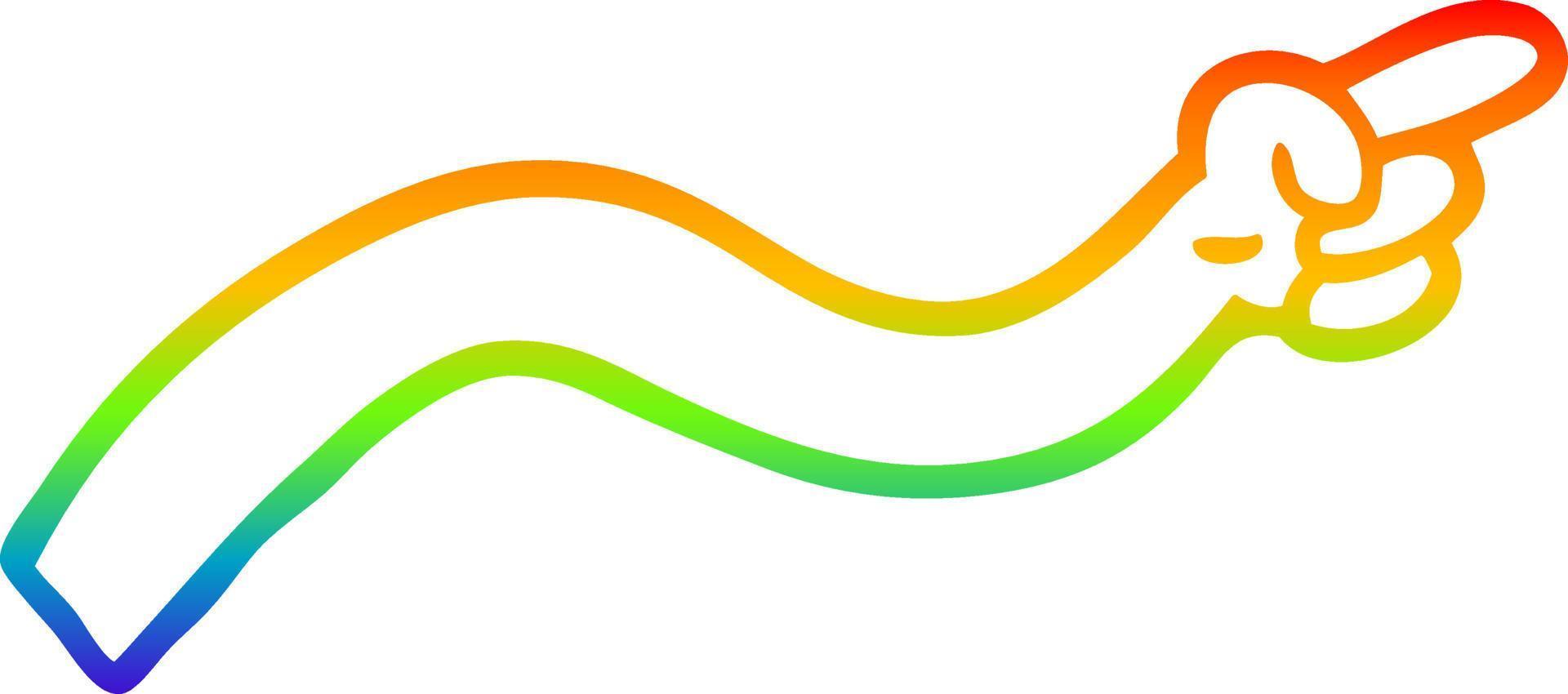 dibujo de línea de gradiente de arco iris brazo señalador de dibujos animados vector