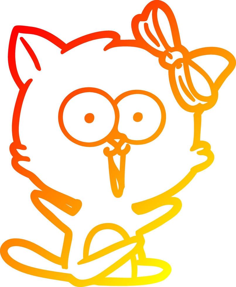 gato de dibujos animados de dibujo de línea de gradiente cálido vector