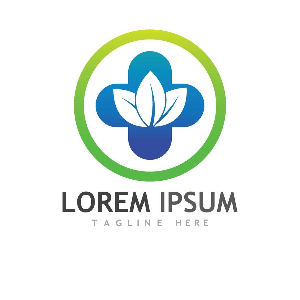 Health food logo, with leaves, spoon and fork. vector
