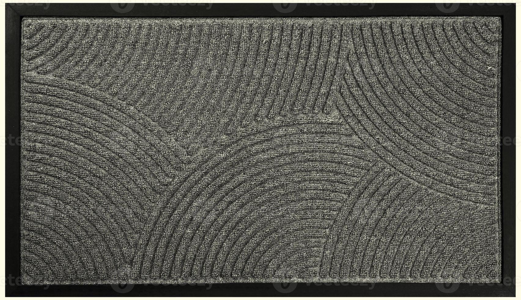 Black grey rainbow pattern rubber and woolen doormat photo