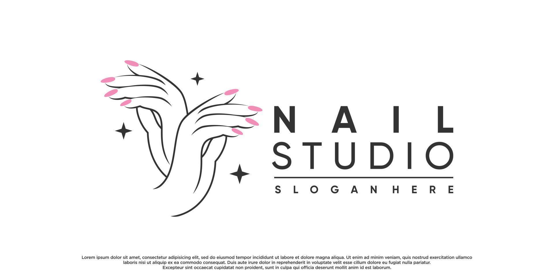 Nail polish or nail studio logo design for beauty salon with unique concept Premium Vector